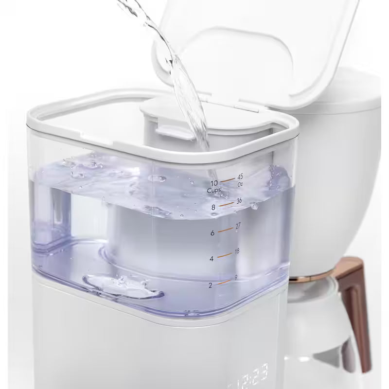 Matte White 10 Cup Drip Coffee Maker with Glass Carafe H45075