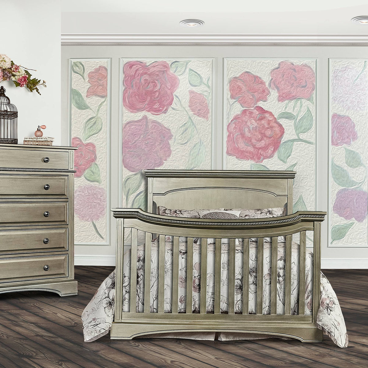 Antique Bronze Flat Top Convertible Crib W6006