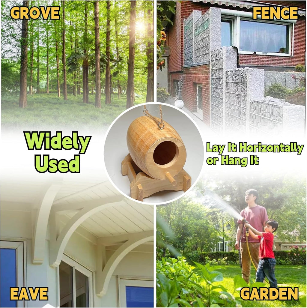 2 Pack Natural Wooden Hummingbird House T95044