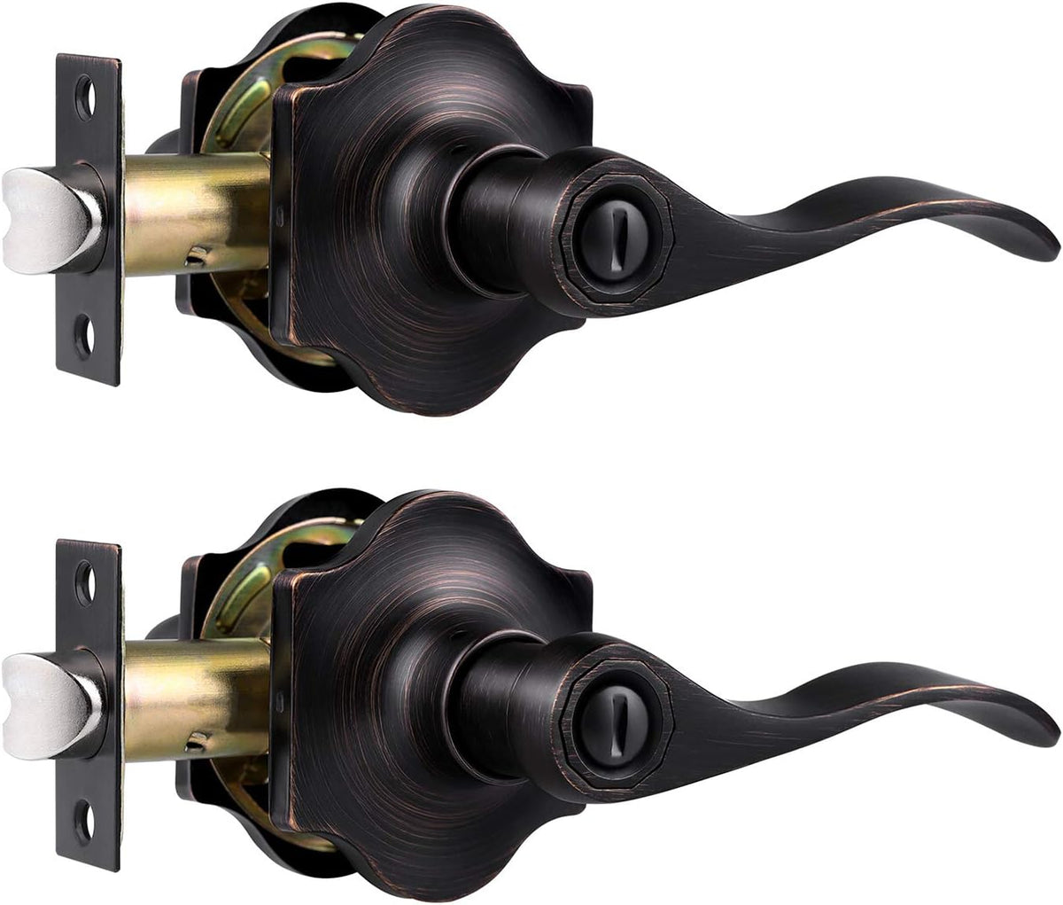 6 Pack Antique Privacy Door Handles Oil Rubbed Bronze Door Lever Set S435