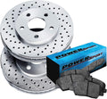 Rear Silver Zinc Cross Drilled Brake Rotors Kit + Semi-Metallic Brake Pads J746870