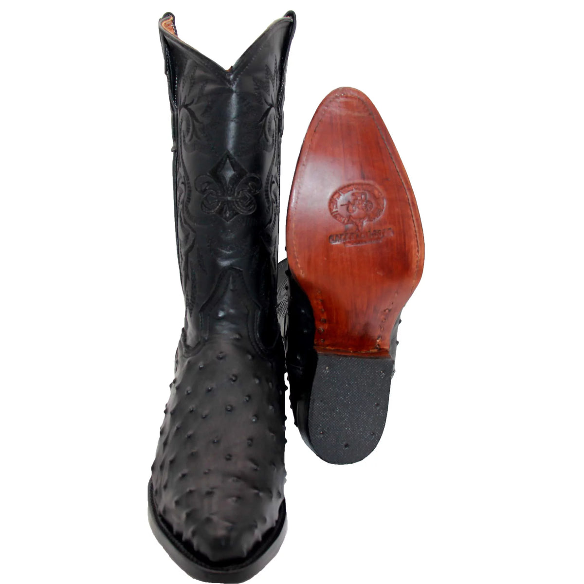 Leather Ostrich Quill Print Cowboy Boot D4226