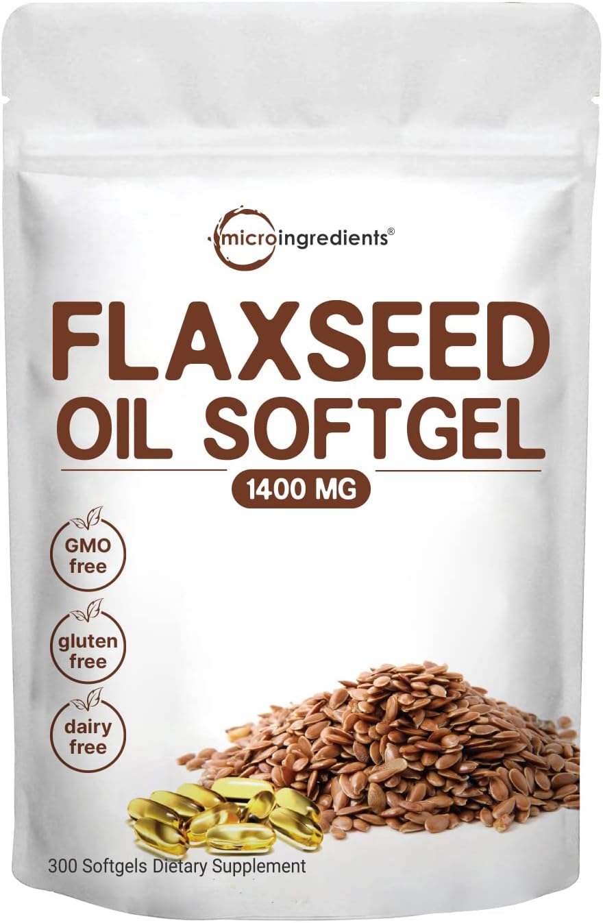 Flaxseed Oil 1400mg Softgels, 300 Counts, Cold Pressed, Non-GMO A18394
