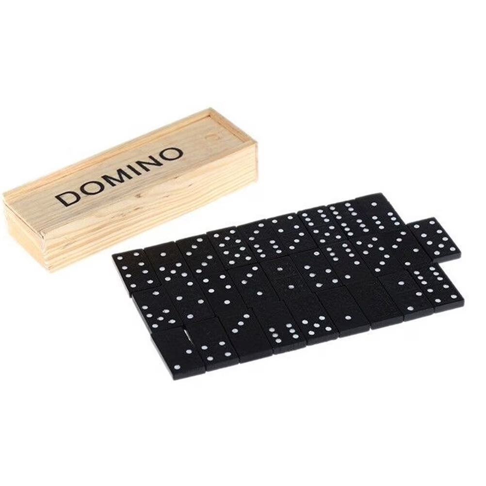 Black Wooden Domino Blocks Set Stacking Toy Blocks Board Games G756325