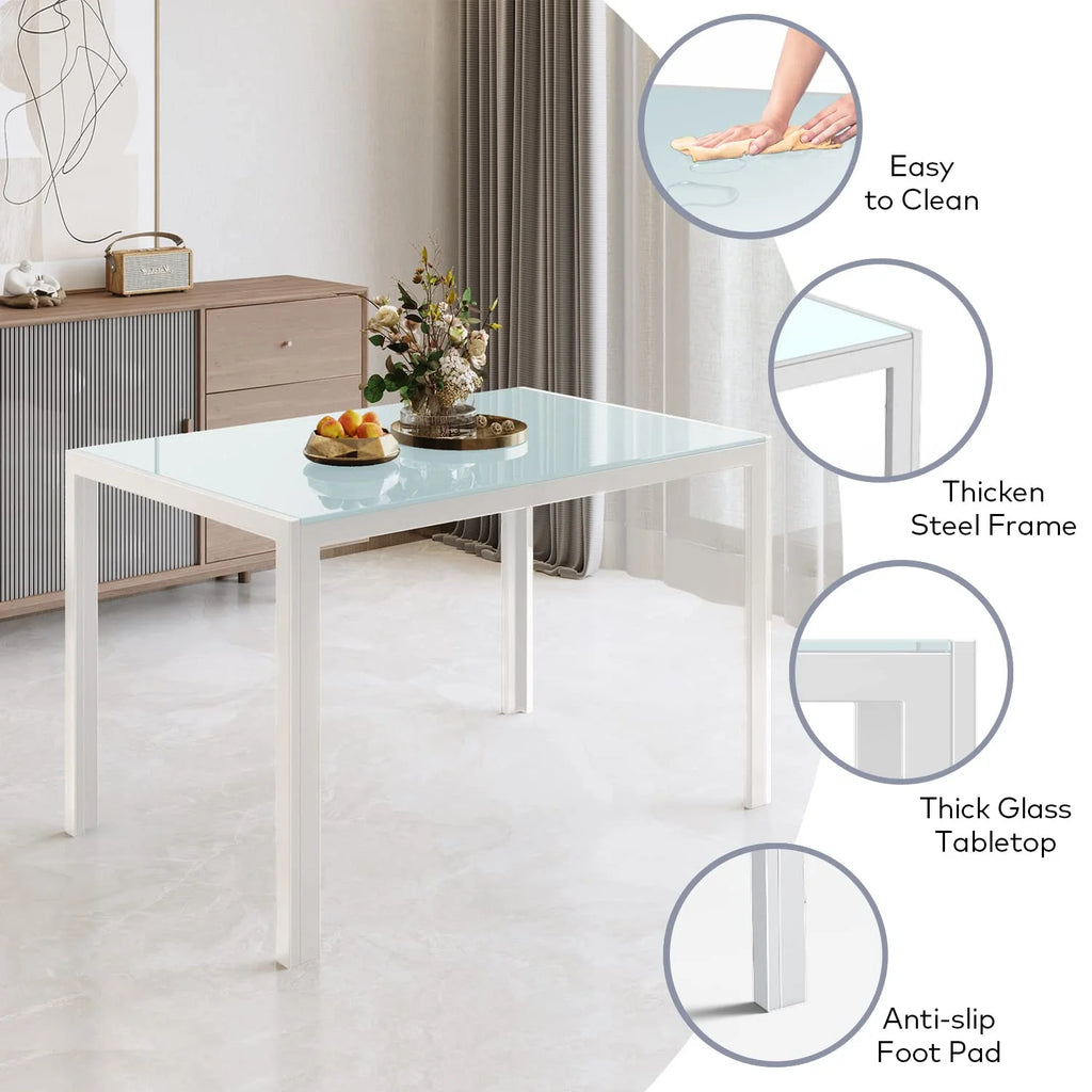White Tempered Glass Computer Desk Z98107
