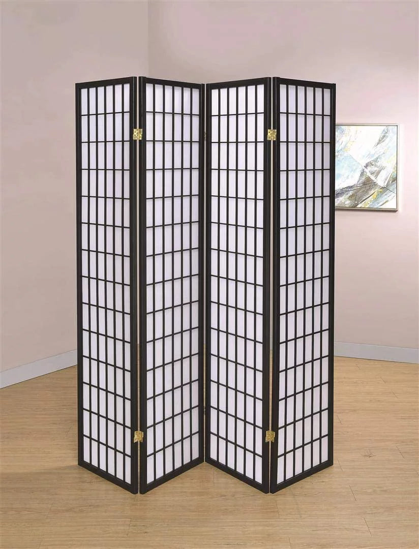 4 Panels Wood Shoji Room Divider Screen G97157