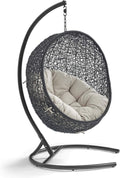 Beige Wicker Rattan Swing Chair with Stand X787434