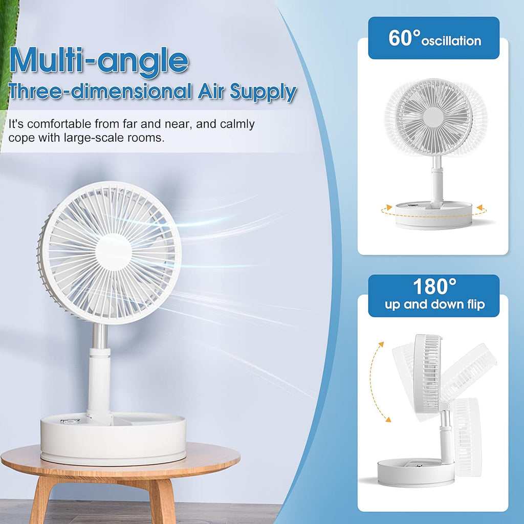 Portable Oscillating Standing Fan with Remote, 8 Foldable Rechargeable Quiet Fan, Pack of 2 W87757