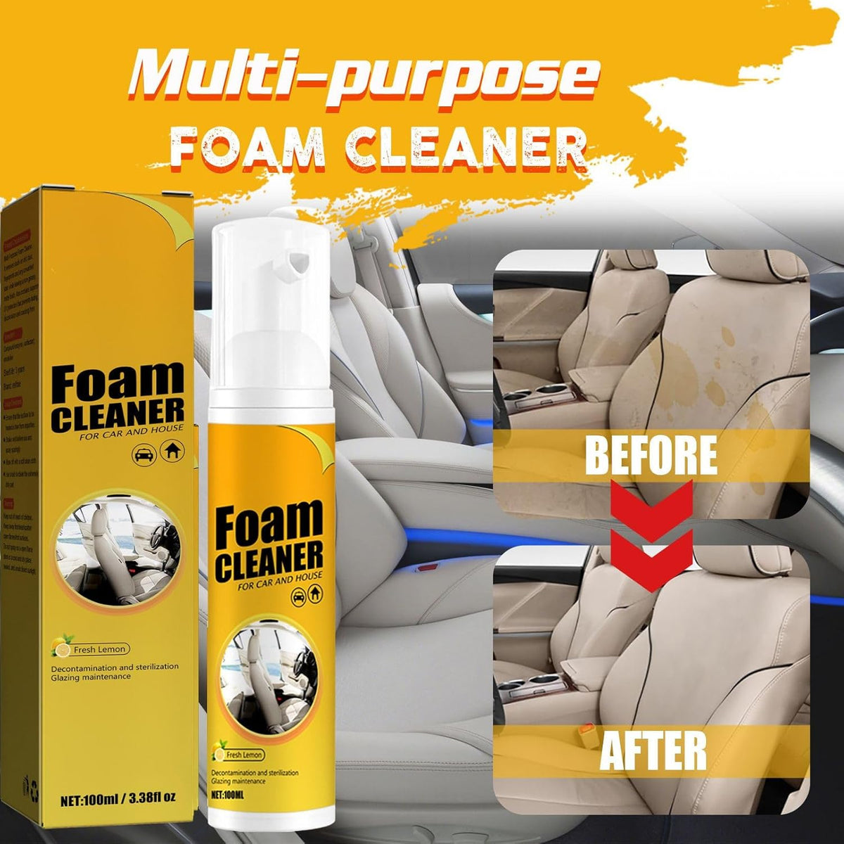 2PCS Multipurpose Foam Cleaner Lemon Flavor (100ml*2) R40385