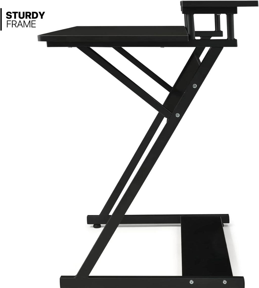 Black 3 Tier Z-Shape Computer Desk T722510