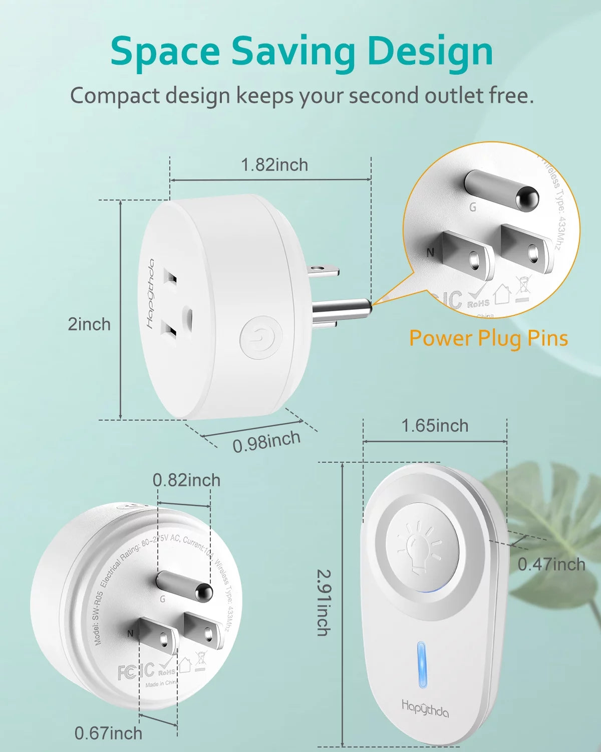 Wireless Remote Control Electrical Outlet Switch White T7056