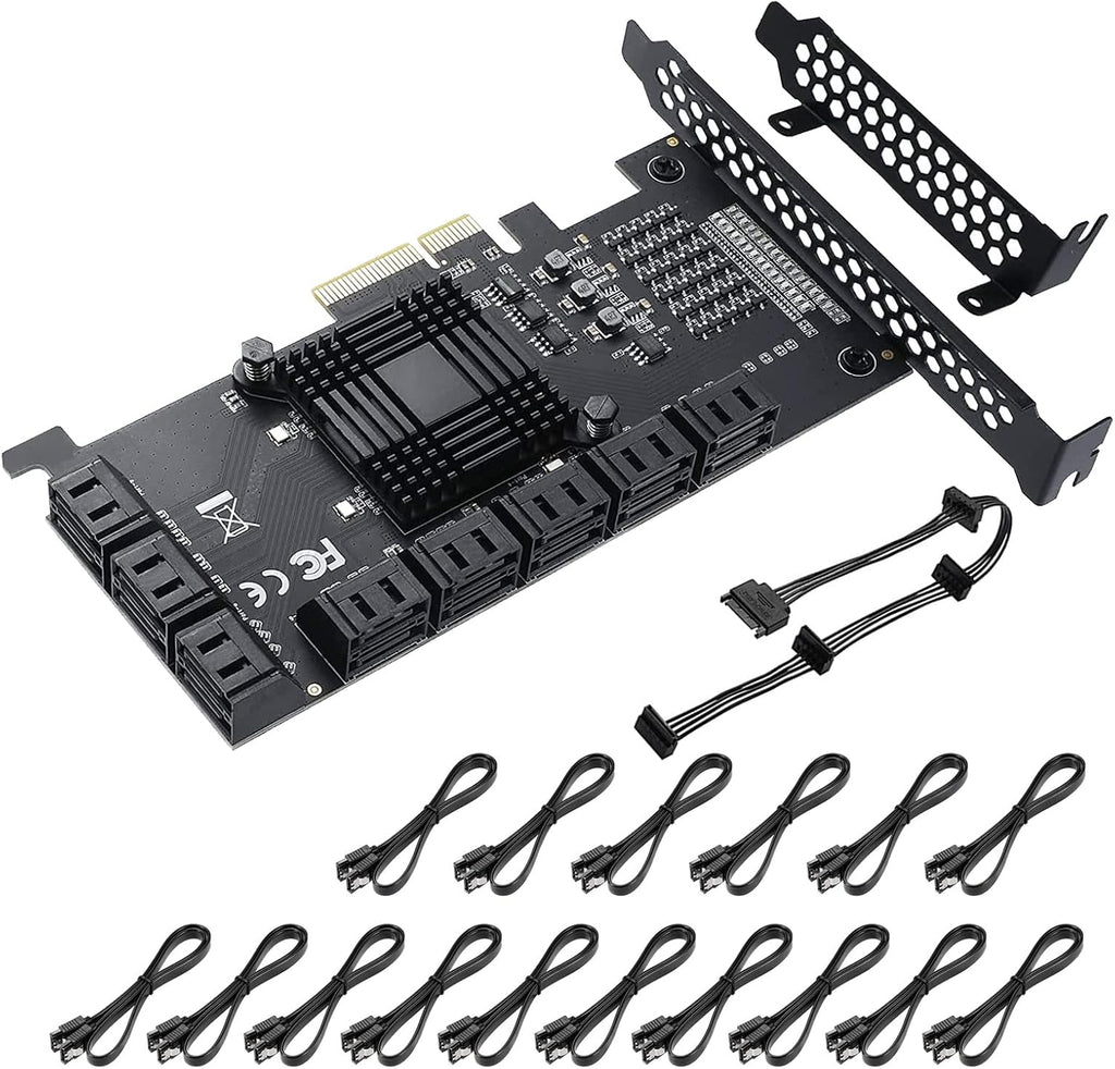 4X PCIE 8 SATA Card with 8 SATA Cables, PCIE to SATA 3.0 6 Gbps Controller, Pack of 2 S640207