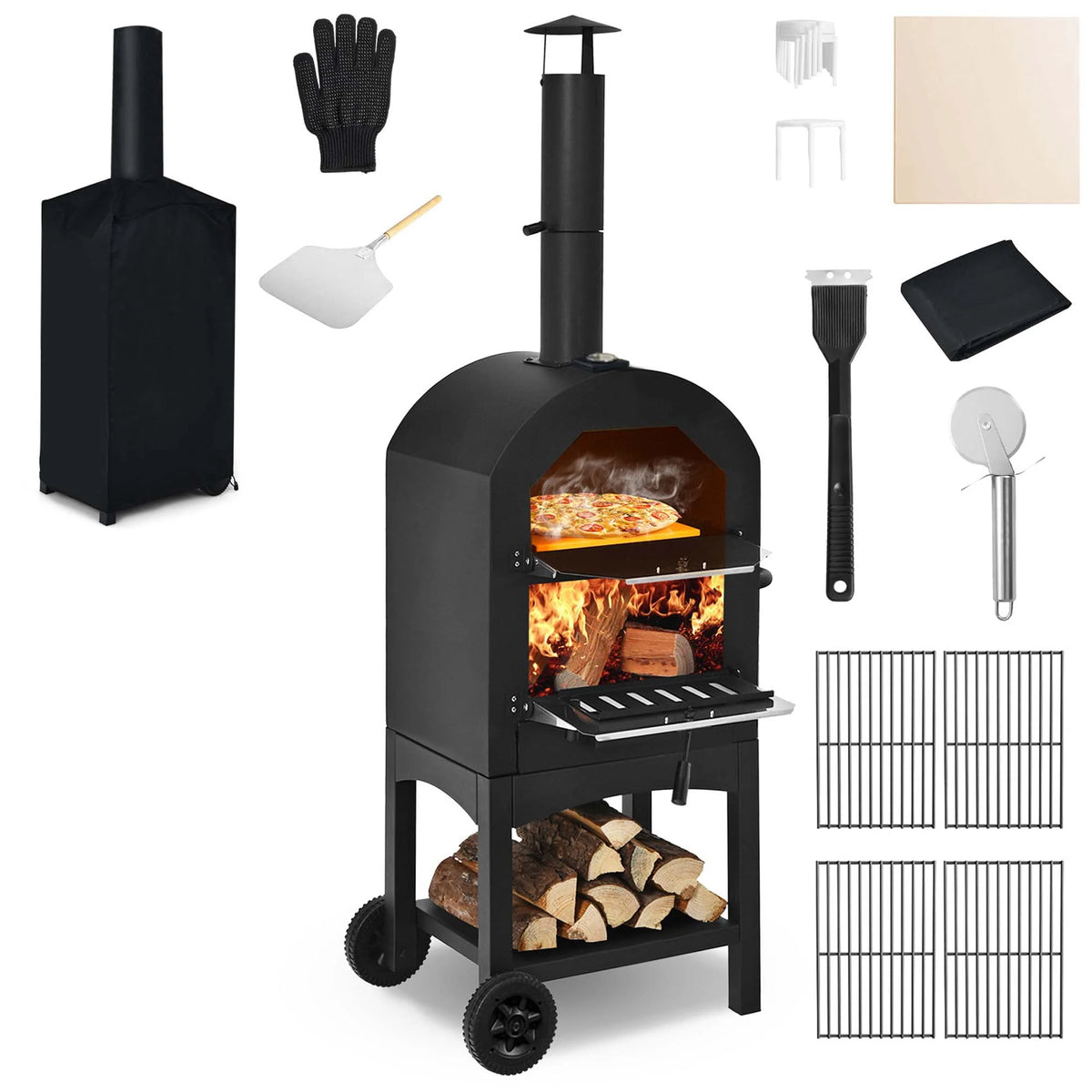 Outdoor Wood Fire Pizza Oven with Pizza Stone E8660