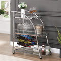 3-Tier Metal Mobile Bar Cart with Wheels & Wine Rack A86824