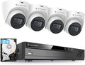 5MP POE Security Camera System Outdoor, 8CH NVR, 4pcs 5MP Turret POE Cameras, IP67 Metal Turret POE IP Cameras, Built in Mic, Pre-Installed 2TB Hard Drive B952649