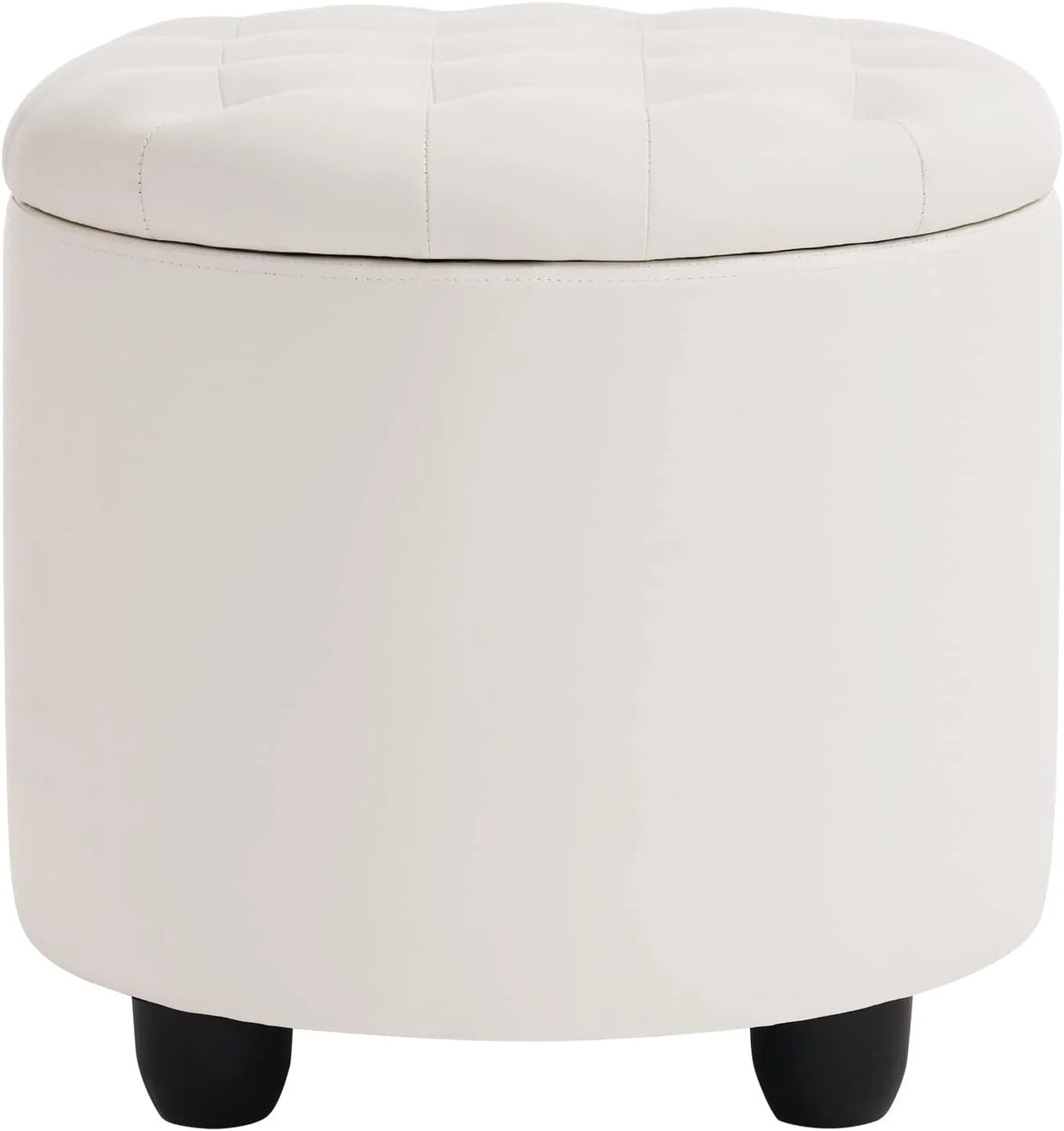 19" Round Storage Ottoman with Cover Lid Tufted PU Leather Fabric Ottoman Z588186