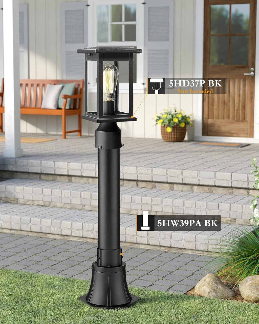 Black Cast Aluminum Post Light Mount Base Adapter, Pack of 2 R8979