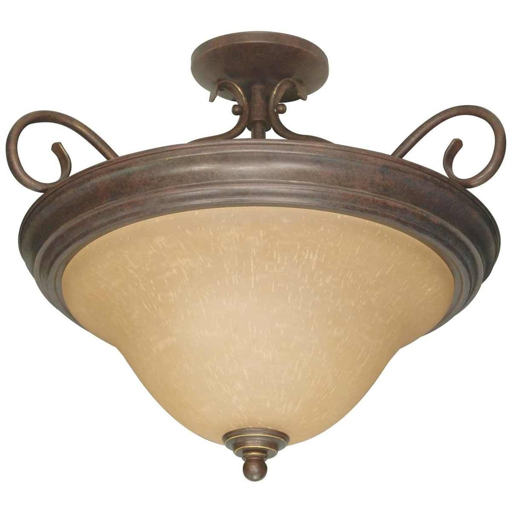 3 Light Semi-Flush with Alabaster Swirl Glass S2944