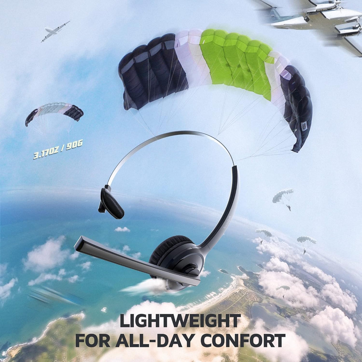 USB Headset with Microphone, Noise Cancelling Mic, On-Ear, Pack of 2 V476476