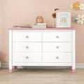 White Pink 6 Drawer Wooden Storage Dresser F61527