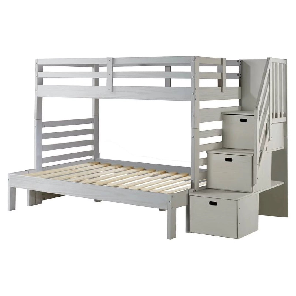 Twin-over-Full Wood Bunk Bed with Staircase Z336680