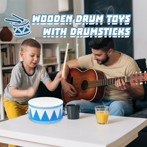 8" Wooden Kids Drum Set with Adjustable Strap and 2 Drumsticks N445485