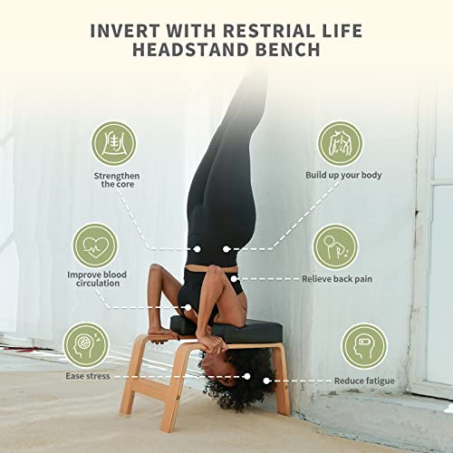 Black Yoga Headstand Bench with Wood and PU Pads F66458