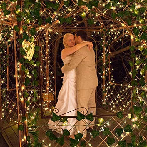 Fake Vines Artificial Ivy Garland with 100 LED String Light Hanging Plants Faux Greenery Leaves 6Pack with 100LED W7970