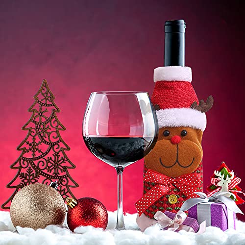 3 Pack Christmas Wine Bottle Bags - Red & Green L7416