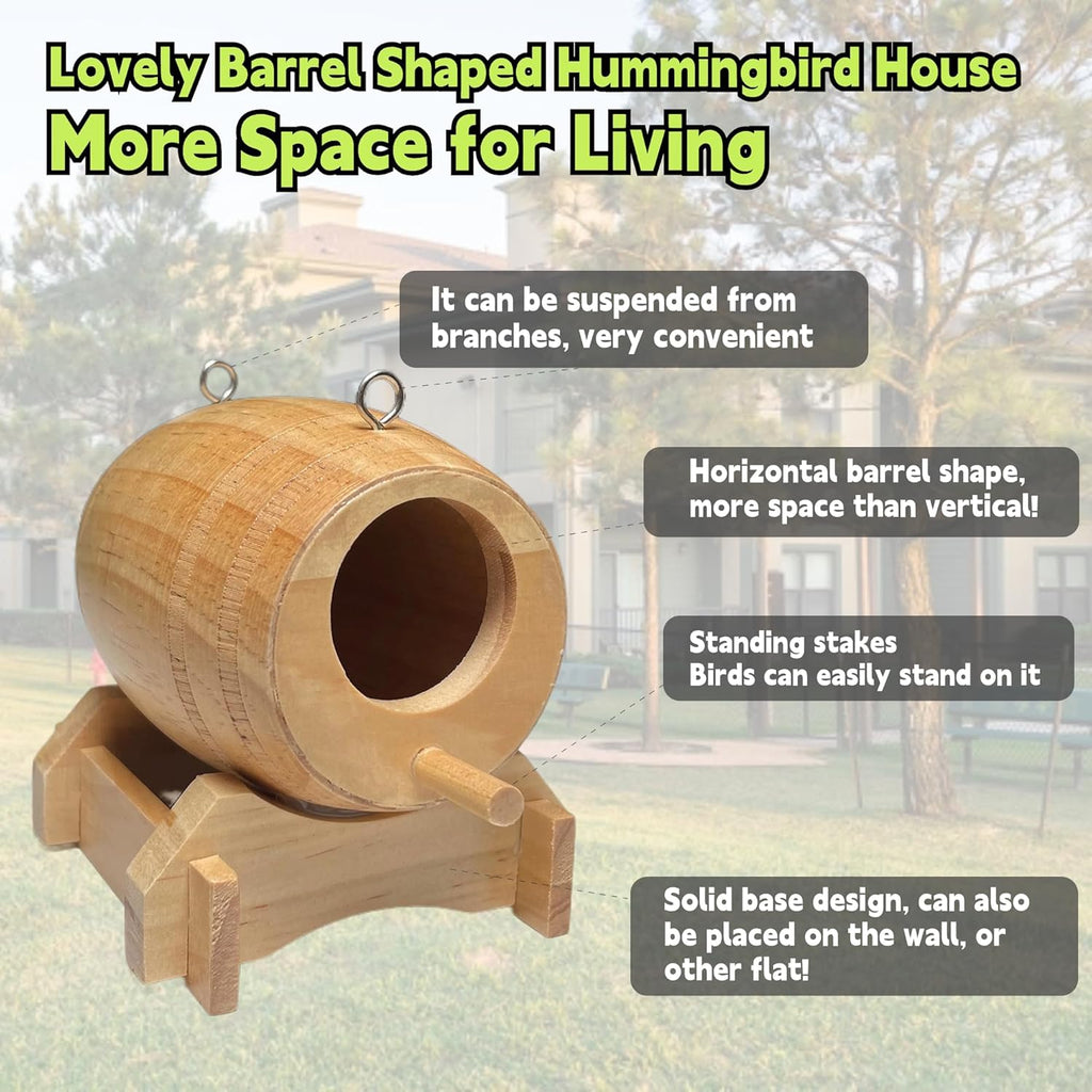 2 Pack Natural Wooden Hummingbird House T95044