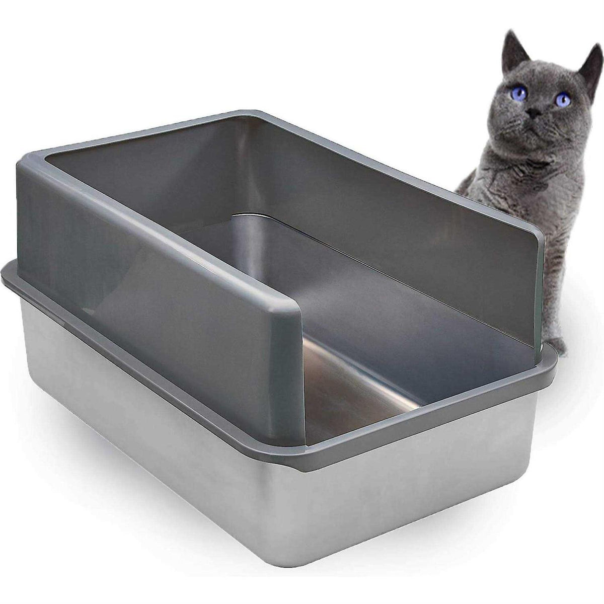 Enclosed Sides Stainless Steel Litter Box XL X659
