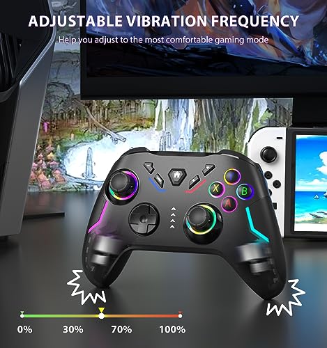 Wireless PC Gaming Controller with 9 Color LED Light, Turbo Function, Adjustable Vibration & Headphone Jack (2.4G) V701669