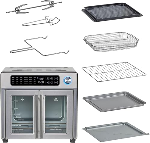 Extra Large French Door Air Fryer Toaster Oven Combo, Stainless Steel, 26QT Capacity Y716181
