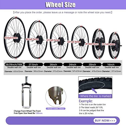 48V 1000W Front Motor Electric Bike Conversion Kit with KT-LCD6 Display C123
