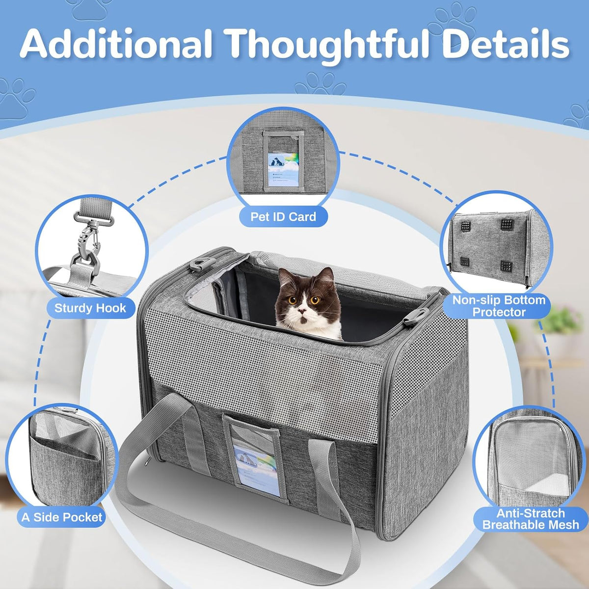 Gray Soft Sided Cat Carrier Y6906