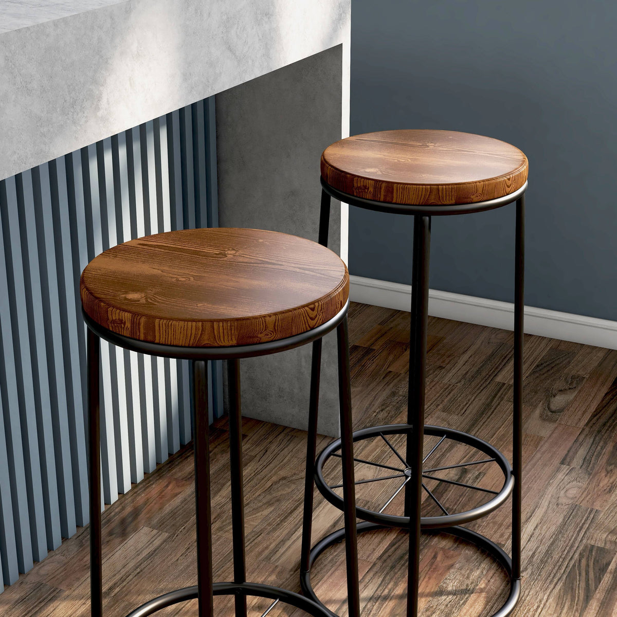 Rustic Metal Barstools Set of 2 K917701