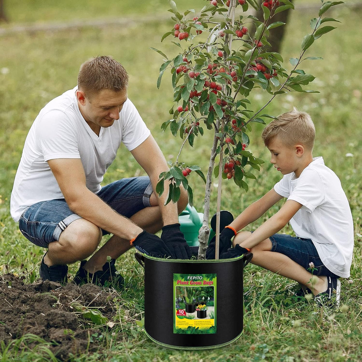 5 Pack 10 Gallon Heavy Duty Aeration Fabric Grow Bags with Handles U2320