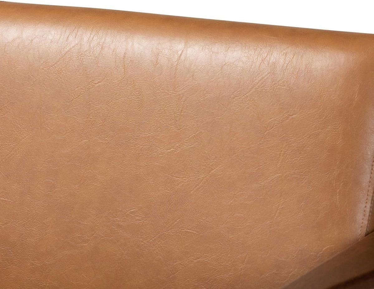 Walnut Brown Wood and Tan Faux Leather Loveseat P81556