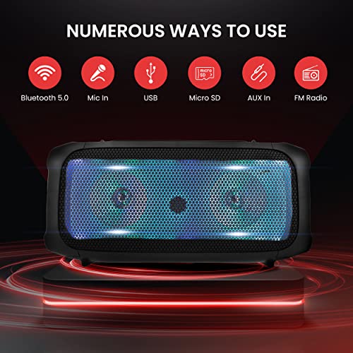 600W Rechargeable Portable Boombox Speaker with Microphone S464404