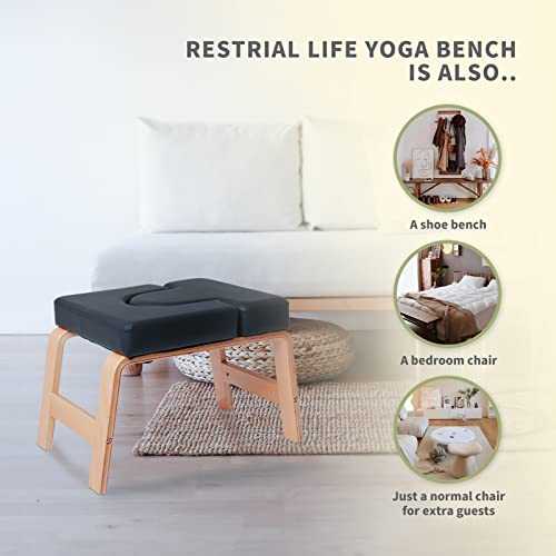 Black Yoga Headstand Bench with Wood and PU Pads F66458