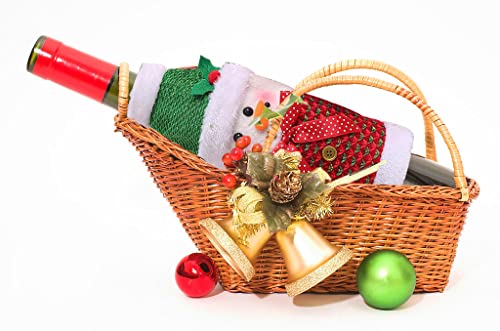 3 Pack Christmas Wine Bottle Bags - Red & Green L7416