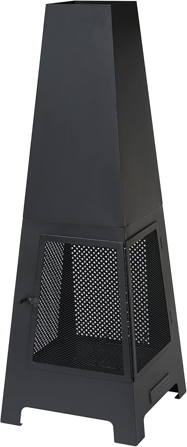 Black Steel Chiminea Fireplace with Poker U614200