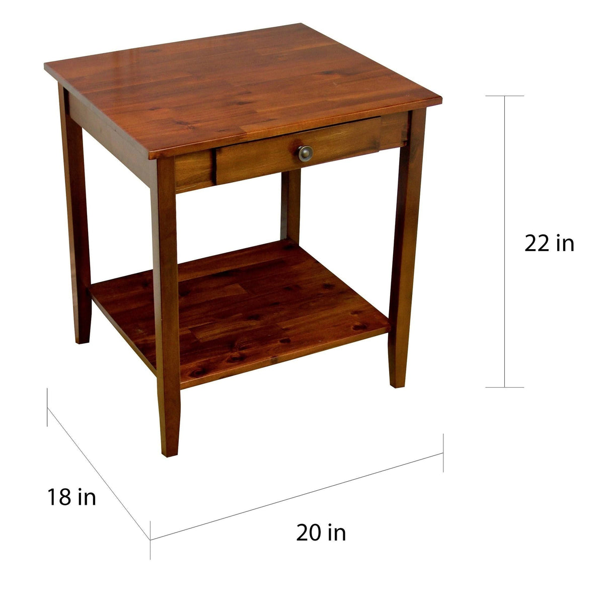 Acacia Wood 1-Drawer End Table with Shelf in Black Z5036