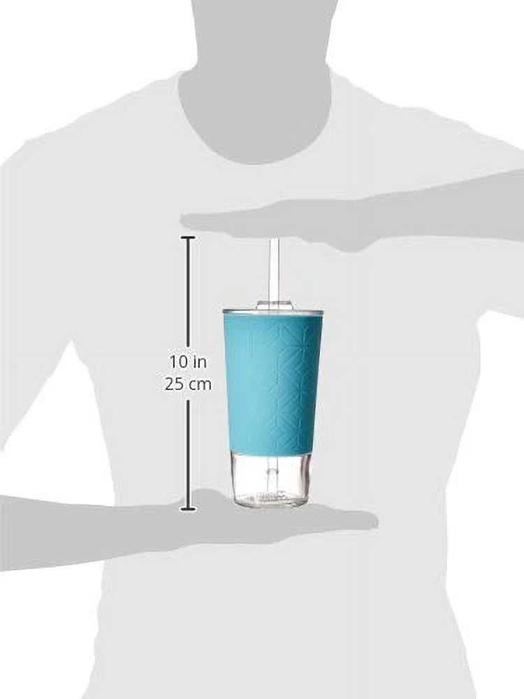 20 oz Blue Glass Tumbler with Straw Z22628