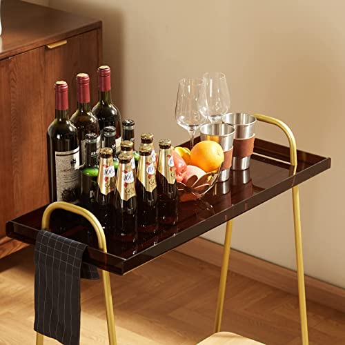 Black Mobile Bar Cart with Wine Rack and Glass Holder D38267