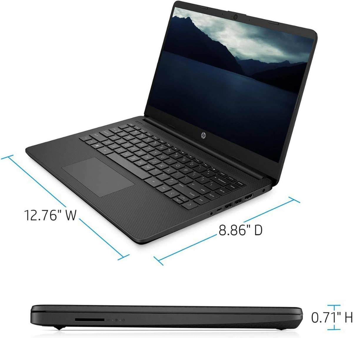 Black 14-inch Laptop Computer with Intel Dual Core 2.8GHz 8GB RAM 128GB Storage D16896