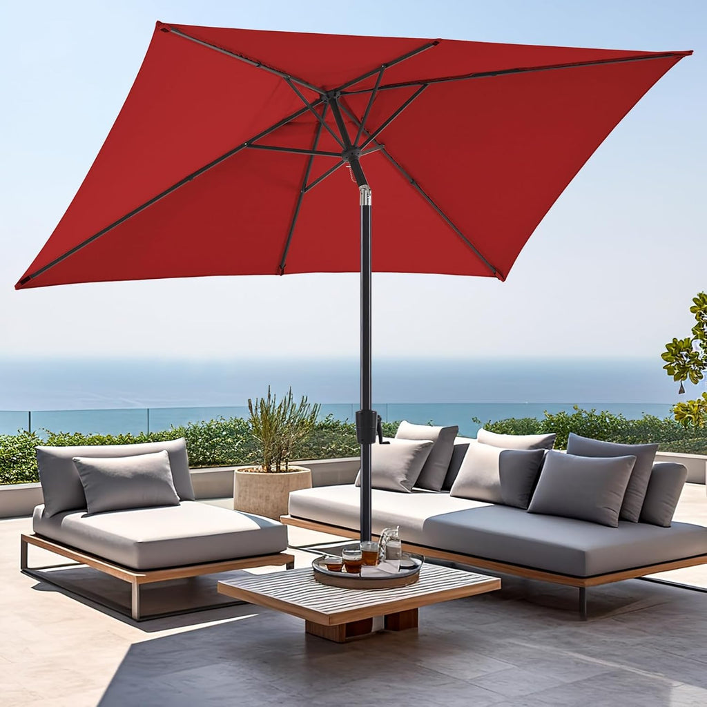 Olefin 6.6 x 9.8 FT Patio Umbrella (Apple Red) D5265
