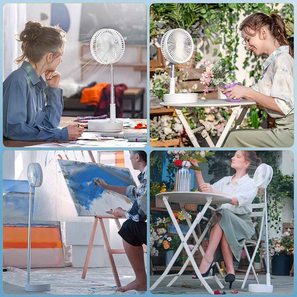 Portable Oscillating Standing Fan with Remote, 8 Foldable Rechargeable Quiet Fan, Pack of 2 W87757