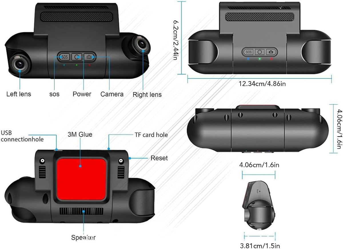 1080P FHD Front and Rear Dash Cam with 170° Wide Angle U296523
