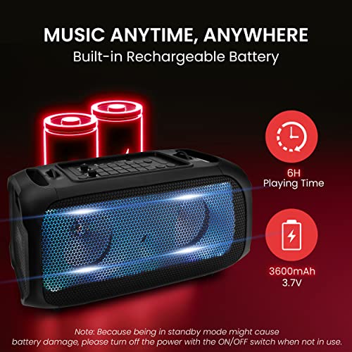 600W Rechargeable Portable Boombox Speaker with Microphone S464404